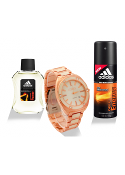 Buy 3 In 1 Bundle Offer,  Lumex Quartz Watch For Men, Adidas Extreme Power For Men 100ML, Adidas Deep Energy Deo Body Spray For Men, 150ML, LU076